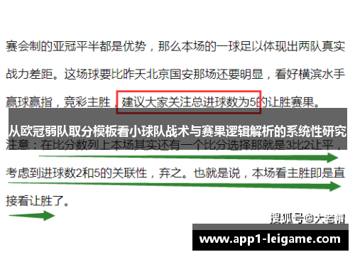 从欧冠弱队取分模板看小球队战术与赛果逻辑解析的系统性研究